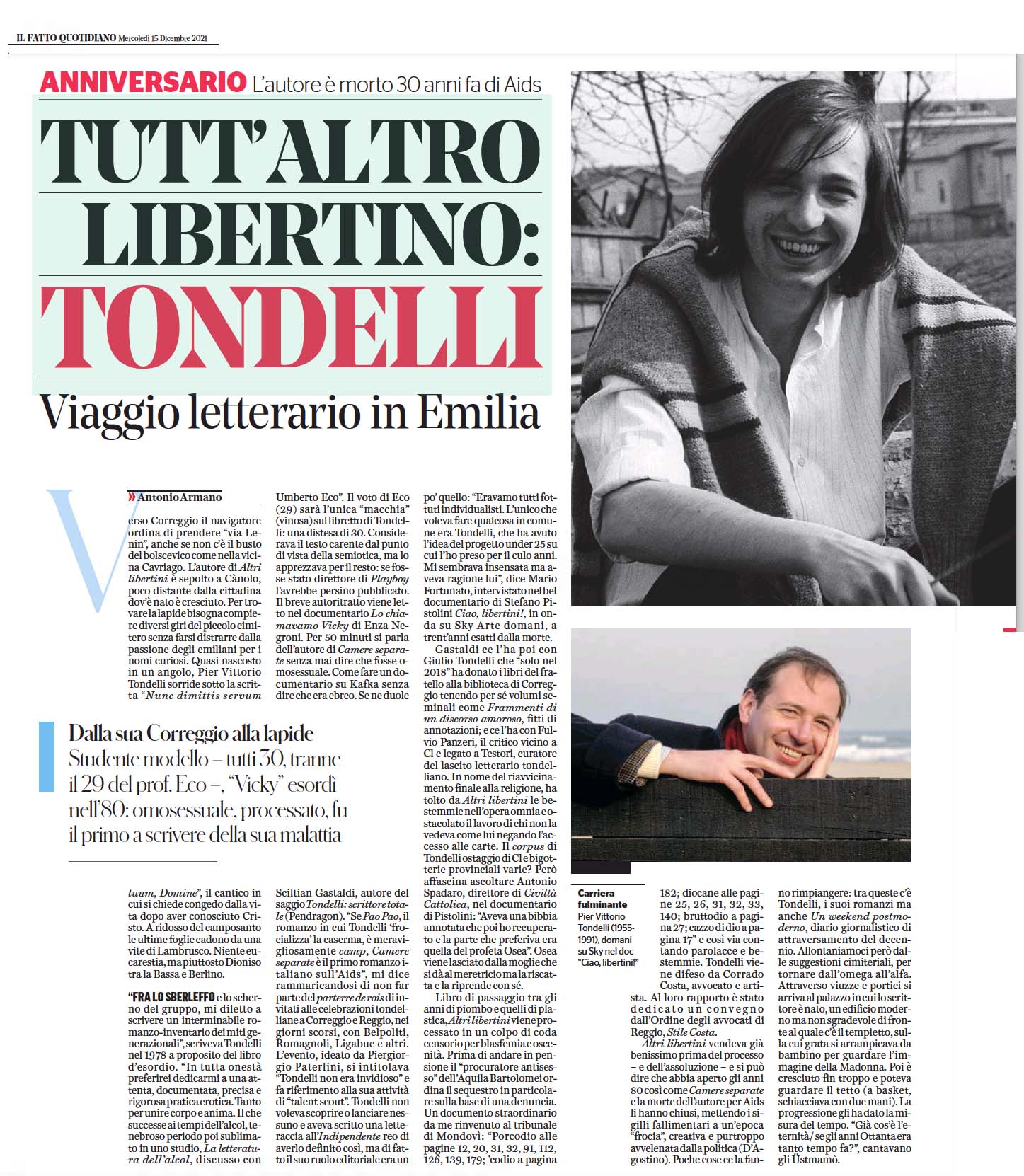 Tondelli: scrittore totale