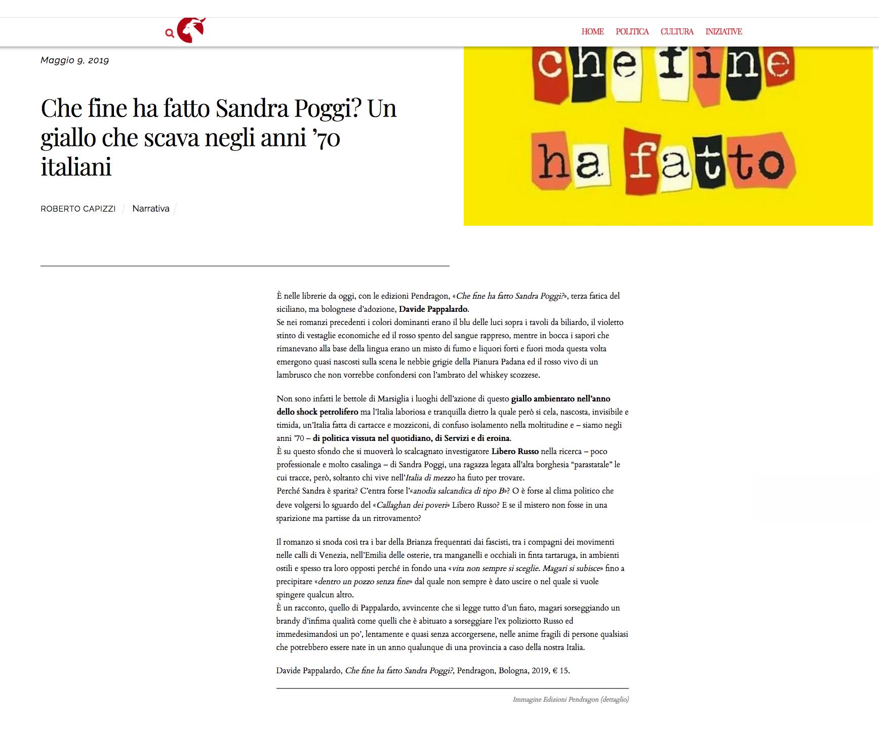 Che Fine ha fatto Sandra Poggi? Un giallo che scava negli anni 70 italiani