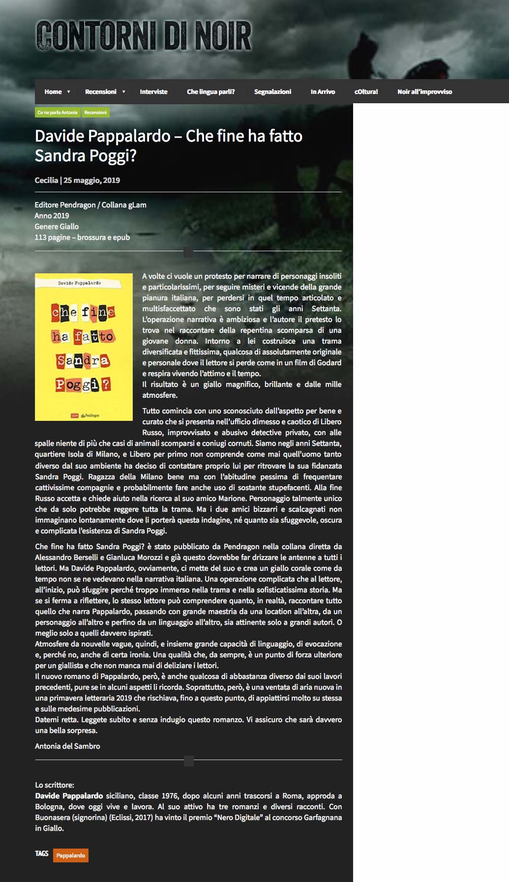 Davide Pappalardo - Che fine ha fatto Sandra Poggi?