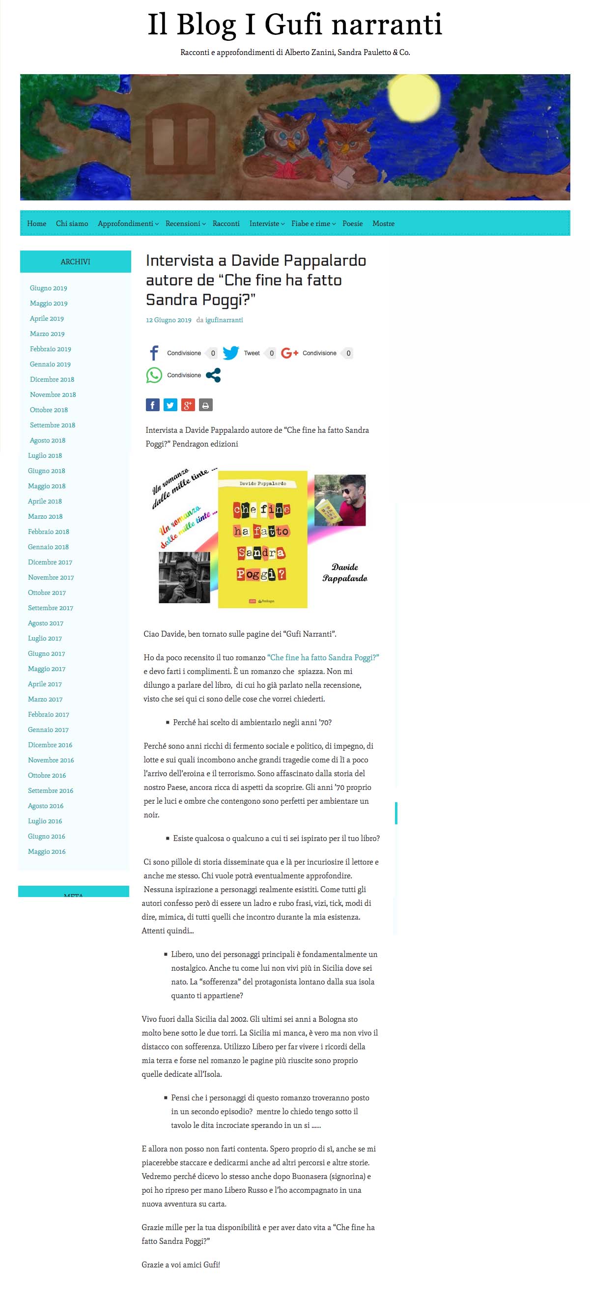 Intervista a Davide Pappalardo autore de "Che fine ha fatto Sandra Poggi?