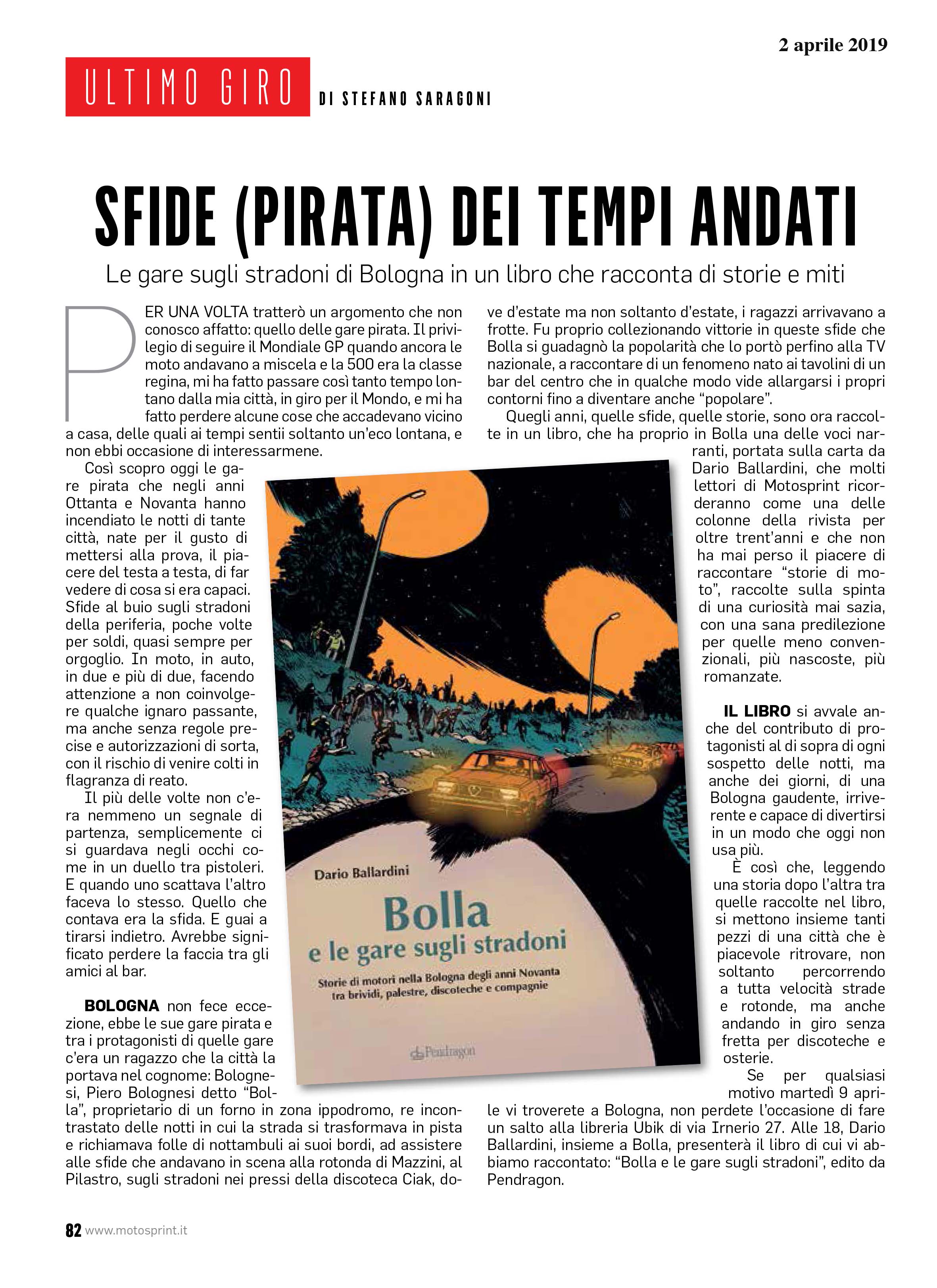 Bolla e le gare sugli stradoni