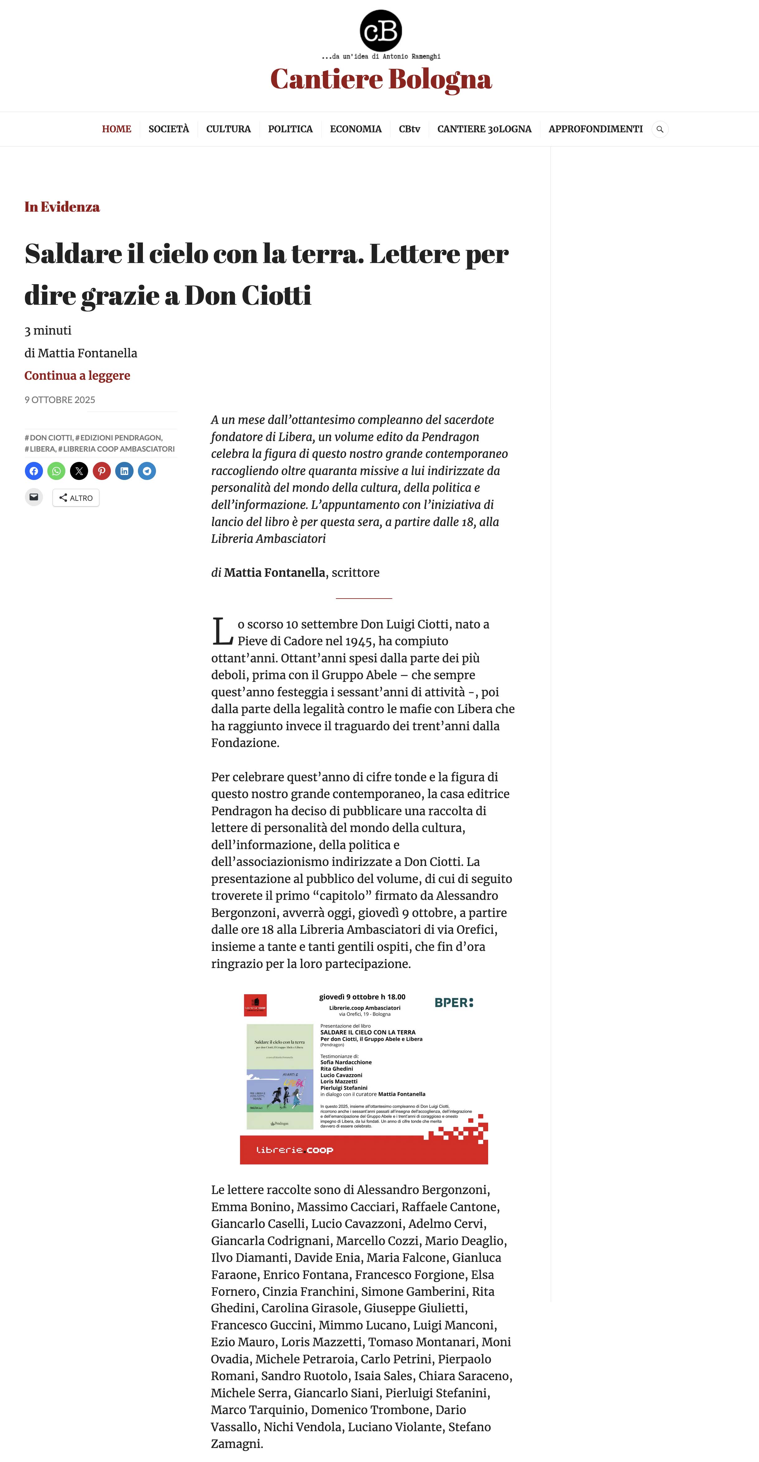 Saldare il cielo con la terra